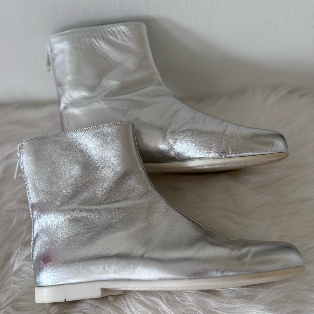 Courrèges Silver Ankle Leather Boots